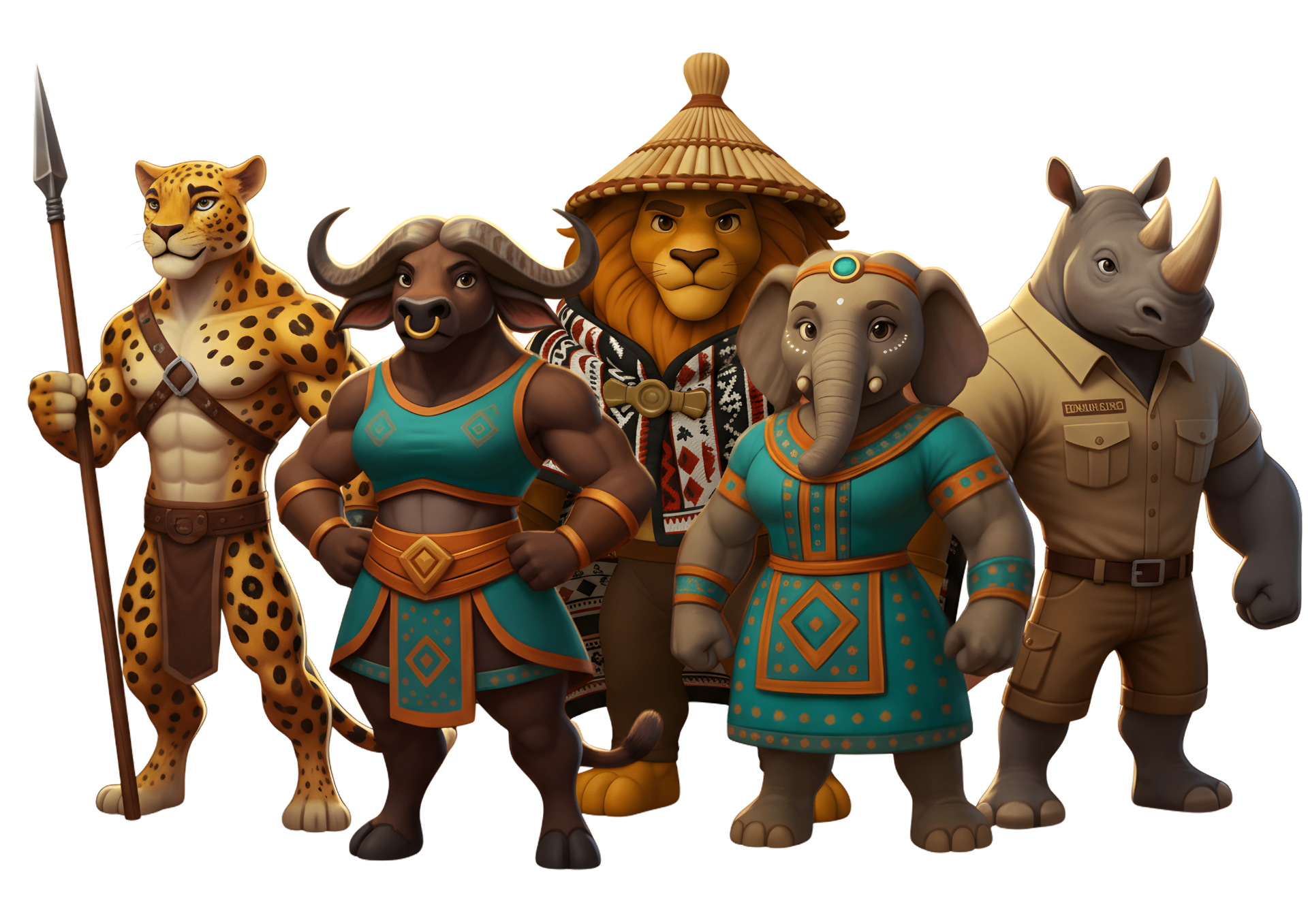 The Big 5 Wild Warriors — Qhawe, Amahle, Tau, Rendani and Kruger